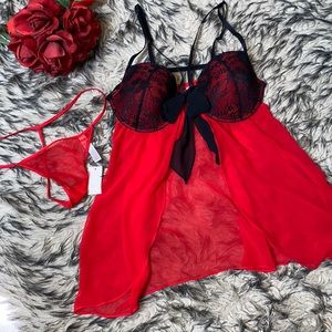 gilligan & o'malley cupid red chemise Set thong Medium